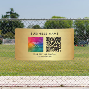 Banderoles Texte personnalisé Code QR Logo de l'entreprise Or