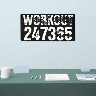 Banderoles Texte usé et rayé Workout 247365 blanc