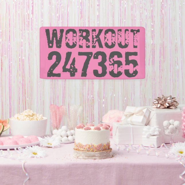 Banderoles Texte usé et rayé Workout 247365 rose (Fête)