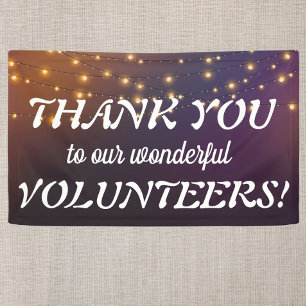 Banderoles Thank You Volunteers festive string lights Banner