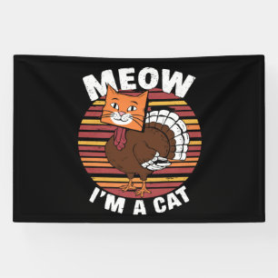 Banderoles Thanksgiving Drôle Turquie Fake Cat Retro