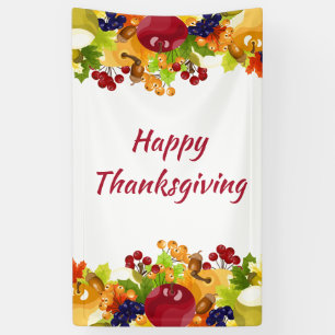 Banderoles Thanksgiving Fall Leaves Apples Berries Editable