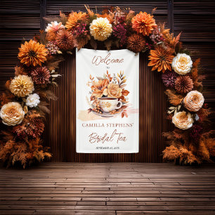 Banderoles Thé Mariage Tasse de Thé Cottage Floral Automnal
