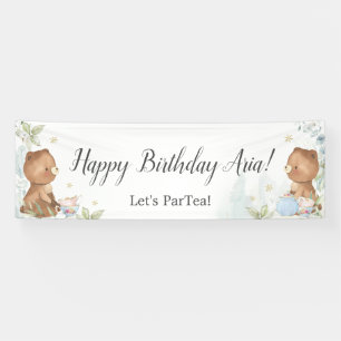 Banderoles Thé Nounours mignon pour deux 2ème anniversaire Co