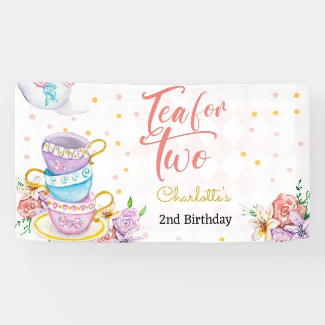 Banderoles Thé pour deux, anniversaire de thé (Horizontal)