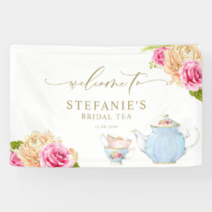 Banderoles Théière et Tasses Florales Aquarelle pour Enterrem