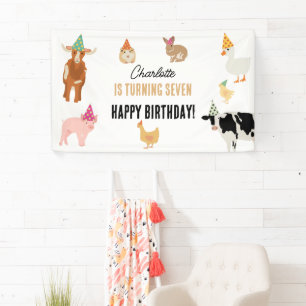 Banderoles Thème d'anniversaire Animaux de la Ferme Animaux d