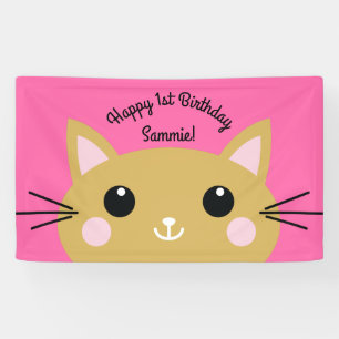 Banderoles Thème d'anniversaire pour enfants Kitty Chat Migno