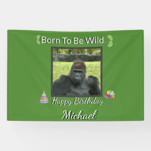 Banderoles Thème d'anniversaire sauvage de la jungle de goril