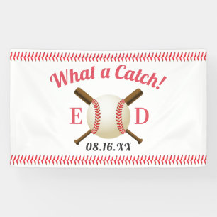 Banderoles Thème de baseball Quel Mariage attrape bienvenue