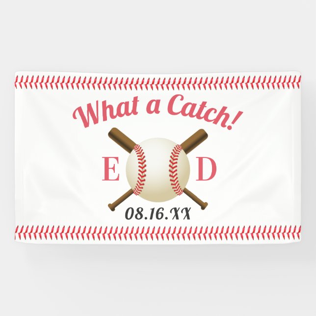 Banderoles Thème de baseball Quel Mariage attrape bienvenue (Horizontal)