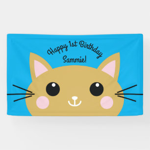 Banderoles Thème de fête d'anniversaire de Cat Cute Kitty