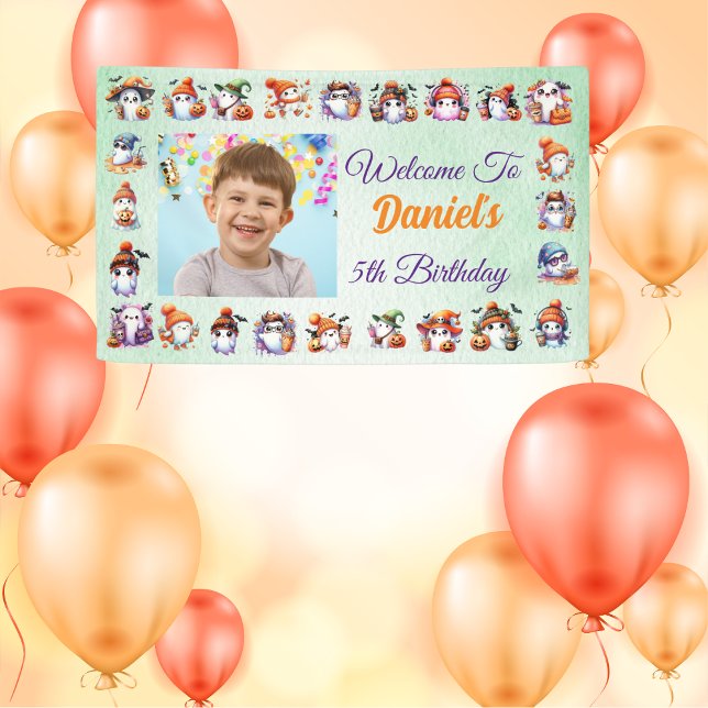 Banderoles Thème fantôme en aquarelle vert clair pour anniver (Créateur téléchargé)