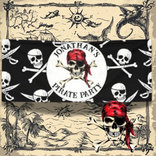 Banderoles Thème pirate Fête Adulte Sel Crâne Noir.