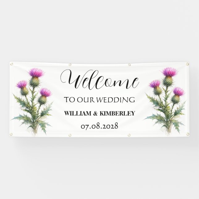 Banderoles Thistle Scotland Flowers Rustic Elegant Wedding (Horizontal)