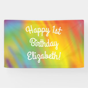 Banderoles Tie Dye Arc-en-ciel Fête d'anniversaire Enfants m