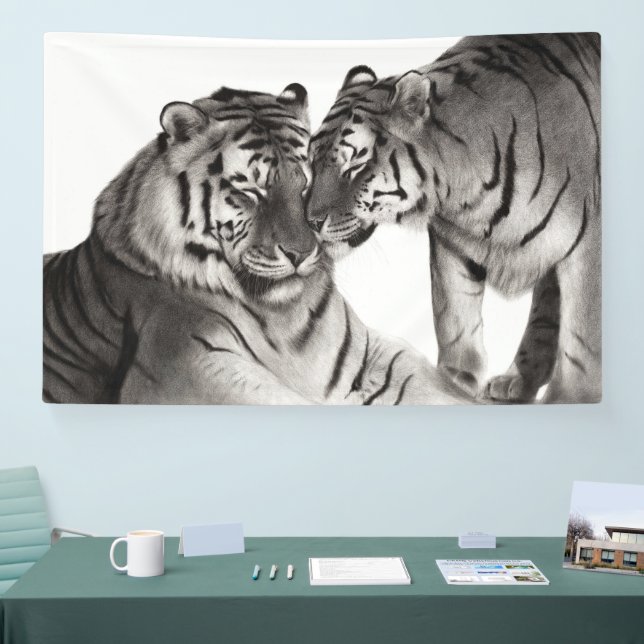 Banderoles Tigres - Portrait faunique peint à la main (Salon professionnel)