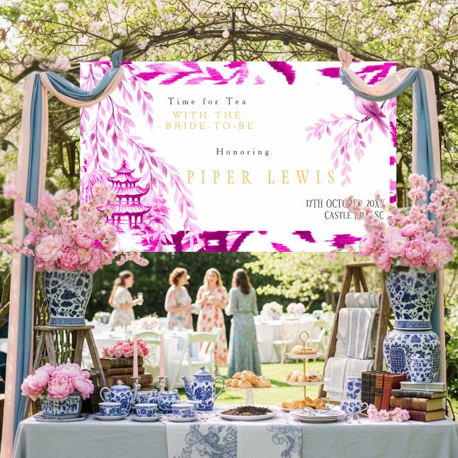 Banderoles Time for Tea with the Bride -to-be Pink Banner (Time for Tea with the Bride -to-be Pink Banner)