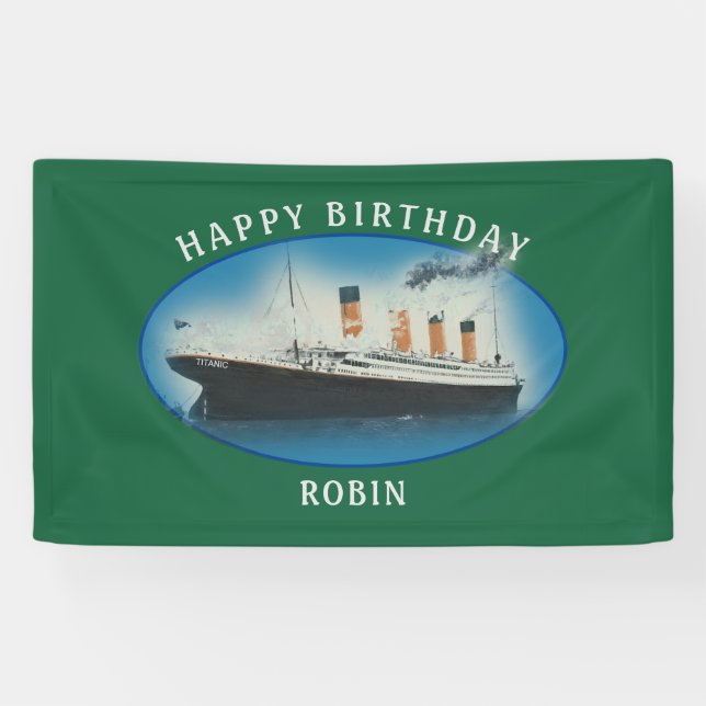 Banderoles Titanic Birthday Green RMS White Star Line Ship (Horizontal)
