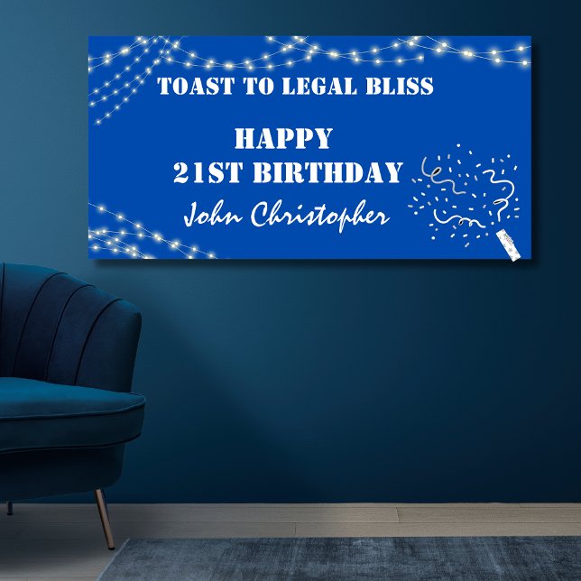 Banderoles Toast to Legal Bliss Elegant Blue 21e anniversaire (Créateur téléchargé)