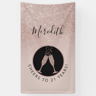 Banderoles Toaste de Champagne pour 21 ans de glitter vertica