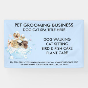 Banderoles Toilettage Bulle Bleue Chien Chat Spa Bain
