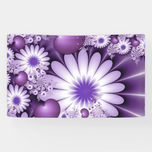 Banderoles Tomber dans l'amour Fleurs Abstraites et Coeurs Fr