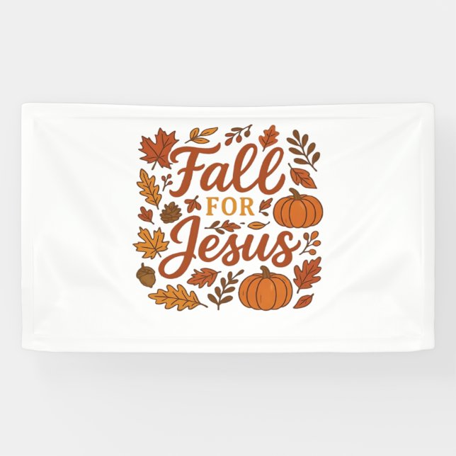 Banderoles Tomber Pour Jésus Automne Citrouille Foi Chrétienn (Horizontal)
