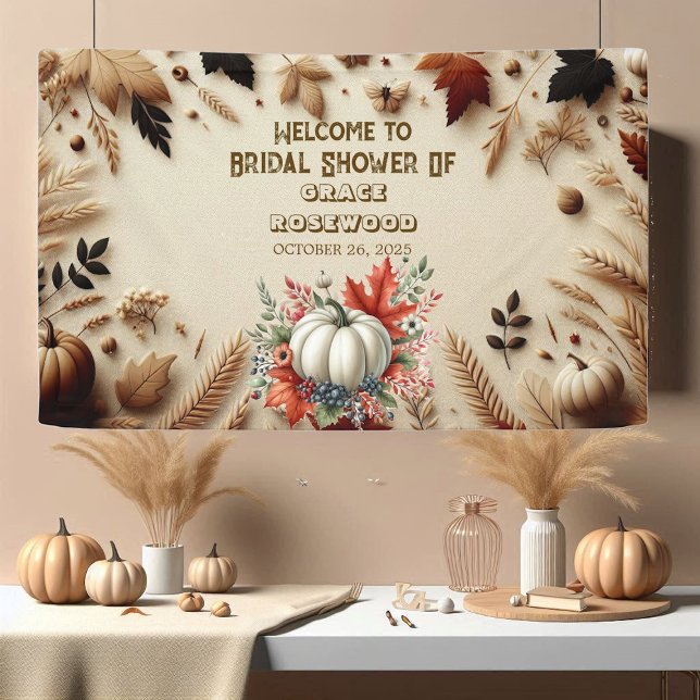 Banderoles Tombez Amoureux Citrouille Campagne Rustique Enter (Fall In Love Pumpkin Country Rustic Bridal Shower Banner)