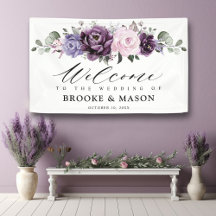 Tons de Dusty violet Mariage Floral Bienvenue