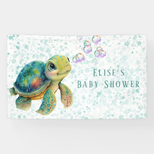 Banderoles Tortue adorable et Baby shower de bulles