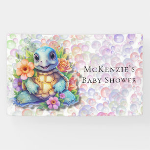Banderoles Tortue Florale Et Baby shower De Bulles