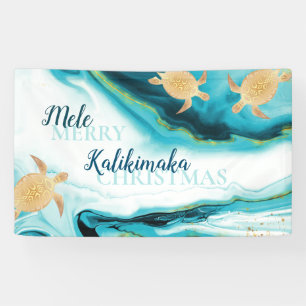 Banderoles Tortues de mer dorées Mele Kalikimaka Noël