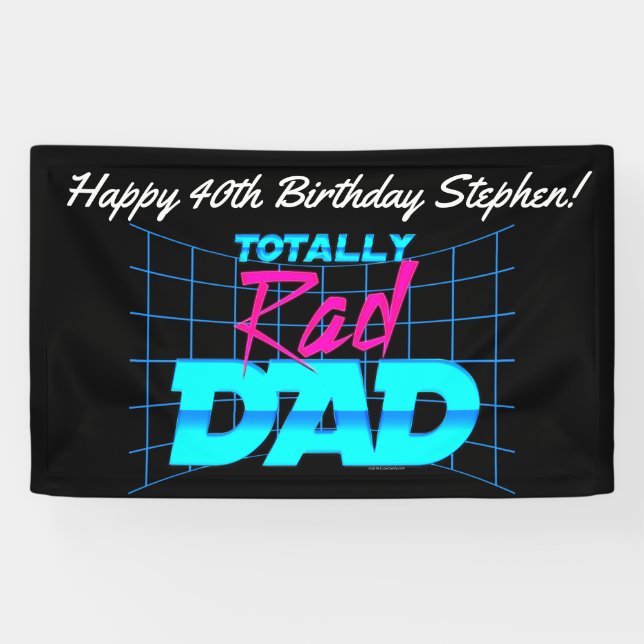 Banderoles Totalement Rad Papa Drôle 80s Anniversaire Fête (Horizontal)