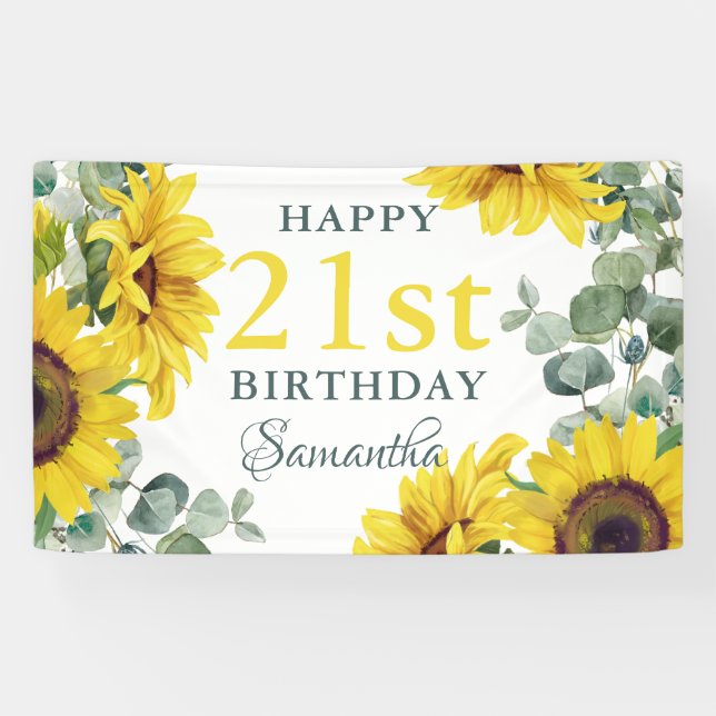 Banderoles Tournesol 21e fête d'anniversaire (Horizontal)