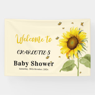 Banderoles Tournesol d'aquarelle avec Baby shower de papillon
