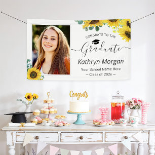 Banderoles Tournesol Eucalyptus Feuille Graduation Party Phot