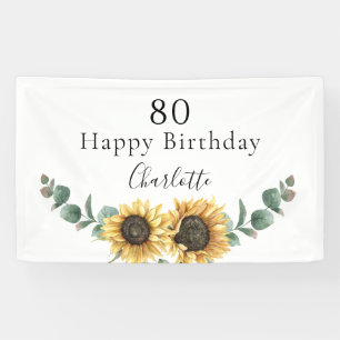 Banderoles Tournesol Eucalyptus Floral 80e anniversaire