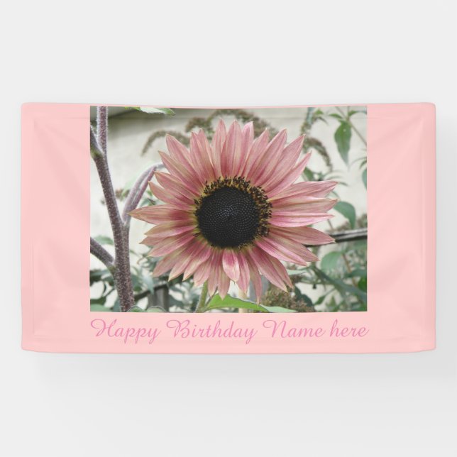 Banderoles Tournesol rose pâle Personnalisé Anniversaire (Horizontal)