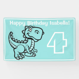 Banderoles Tout âge Turquoise T Rex Dinosaur Anniversaire