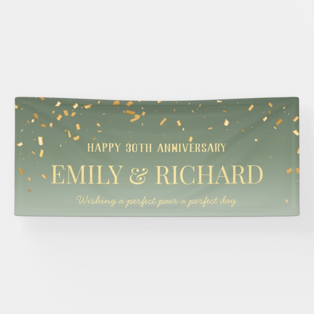 Banderoles TOUTE ANNÉE Sage Gold Mariage Anniversaire Bannièr (Horizontal)