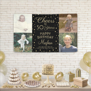 Banderoles Toute photo de 4 anniversaire Félicitations Confet