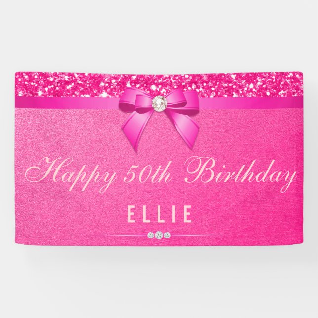 Banderoles Toutes parties scintillantes fuchsia d'arc de (Horizontal)