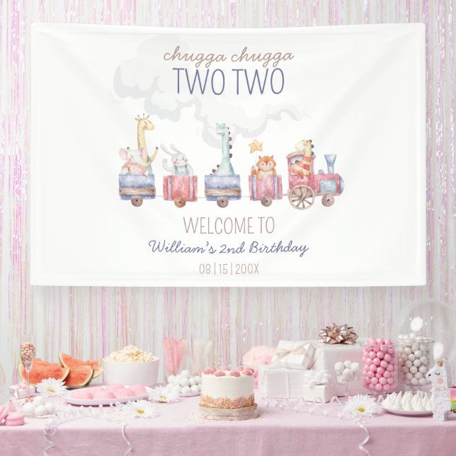 Banderoles Toy Train All Aboard Anniversaire invitation, Zoo  (Fête)