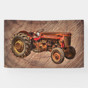 Banderoles Tracteur rouge antique
