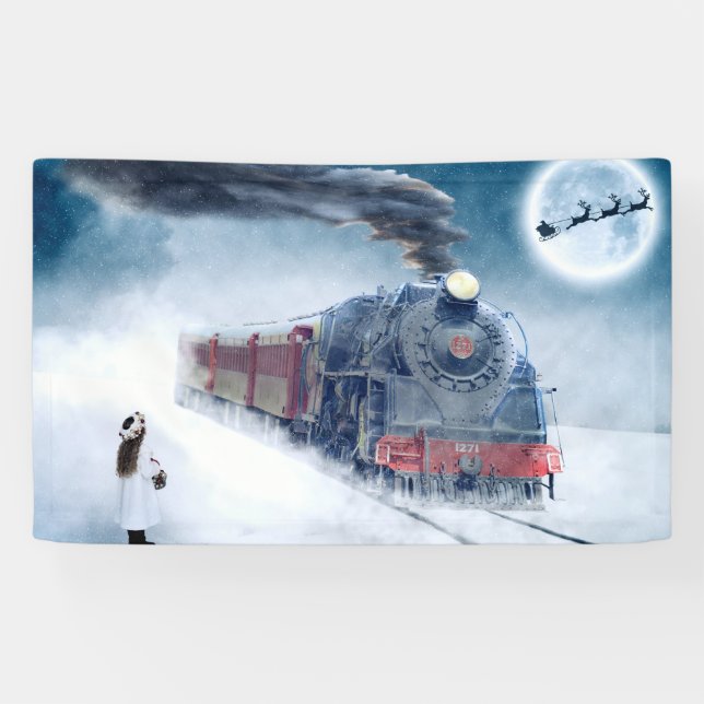 Banderoles Train de minuit de Noël avec la fille et le Père (Horizontal)