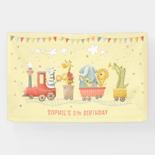 Banderoles Train de musique avec animaux sauvages anniversair