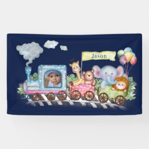 Banderoles Train mignon photo aquarelle