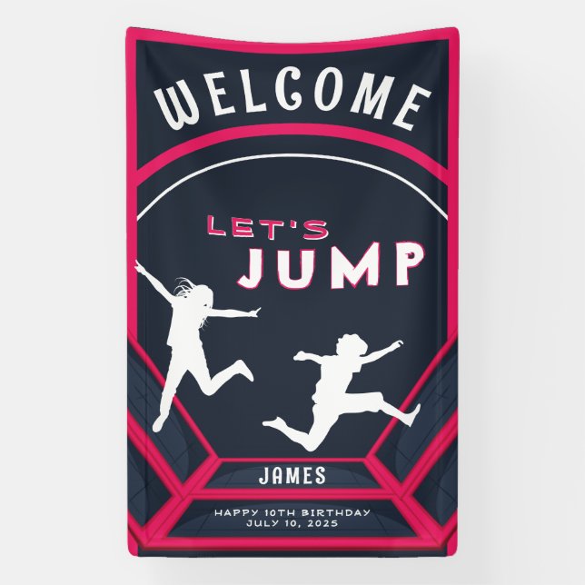 Banderoles Trampoline Park Jumelons Red Birthday Party (Verticale)