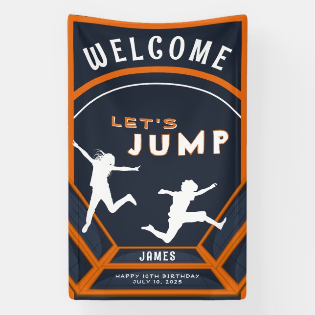 Banderoles Trampoline Park Jump Orange Birthday Party (Verticale)